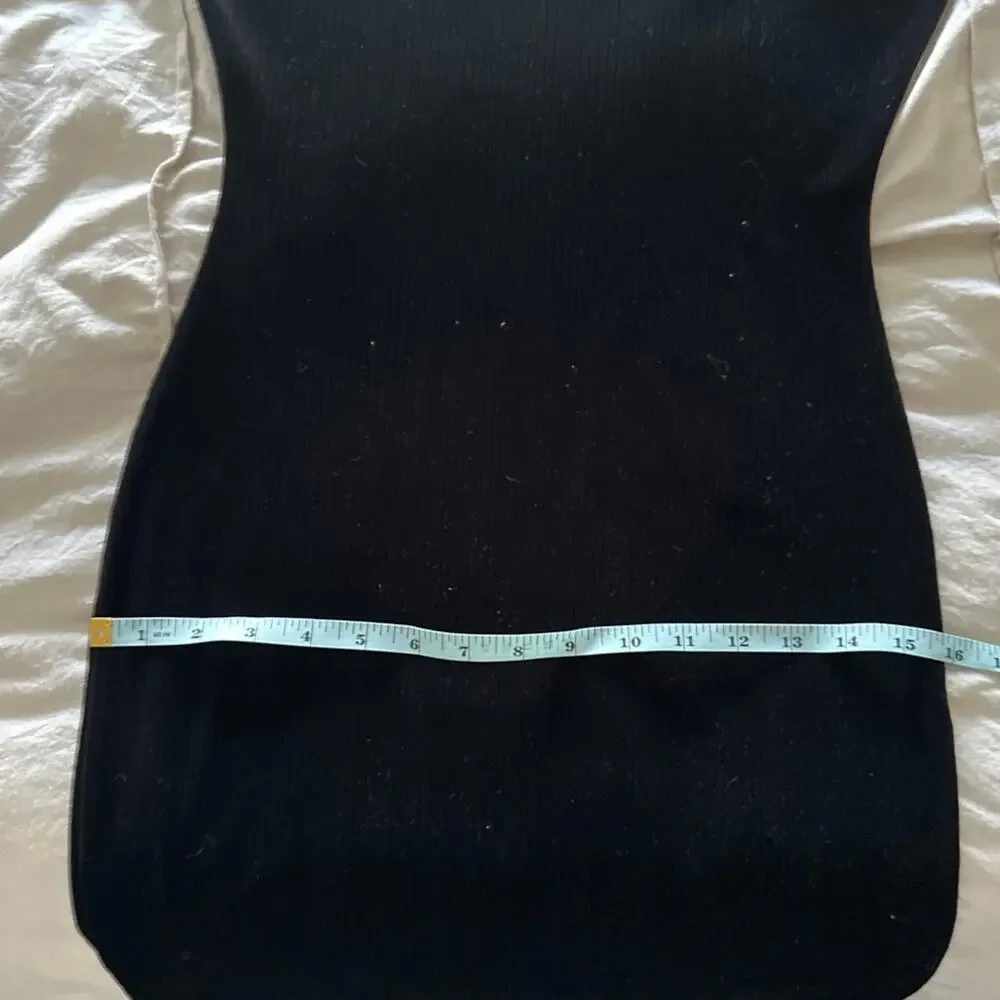 Good American Black Velvet Midi Dress Ribbed Size 2 -‎ Medium